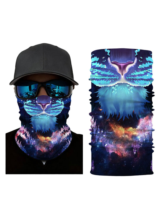 Tube Face Mask with 3D All Over Print Galaxy Nebula and Cosmic Tiger Design, Aesthetic Streetwear Unisex Neck Gaiter, Soft Stretchy Breathable Fabric for Outdoor Activities