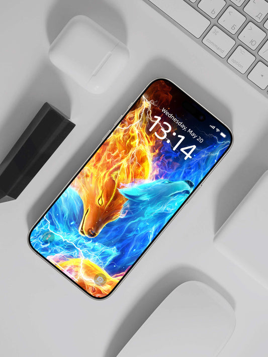 Dual Element Wolf Phone Wallpaper