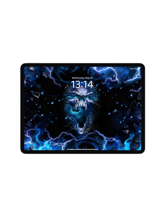 Blue Fanged Skull Smoke Digital Wallpaper