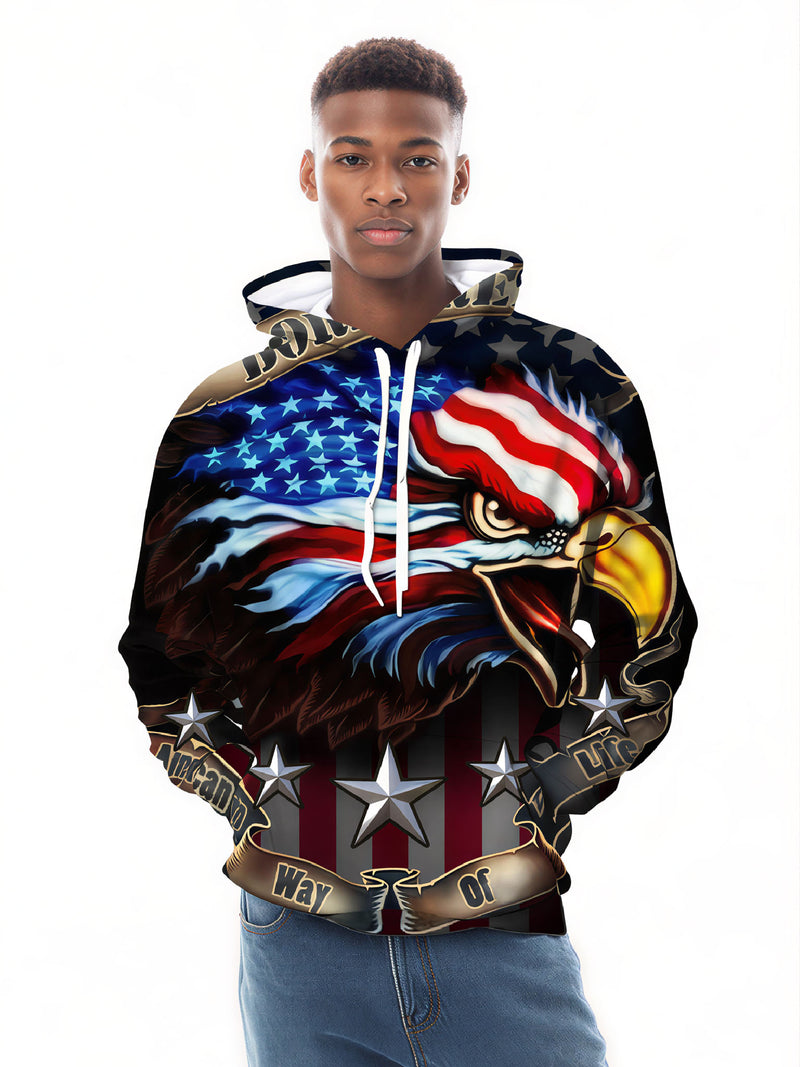 American Eagle 3D All Over Print Hoodie Unisex Streetwear Patriot Design