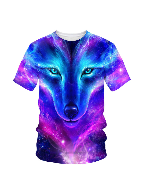 3D All Over Print Wolf Galaxy T-Shirt for Men Women Cosmic Space Style