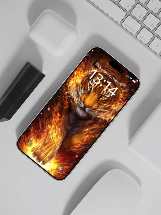 Inferno Tiger Stalk Phone Wallpaper