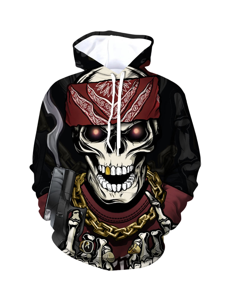 Gangster Skull 3D All Over Print Hoodie Unisex Streetwear Cotton Blend Loose Fit