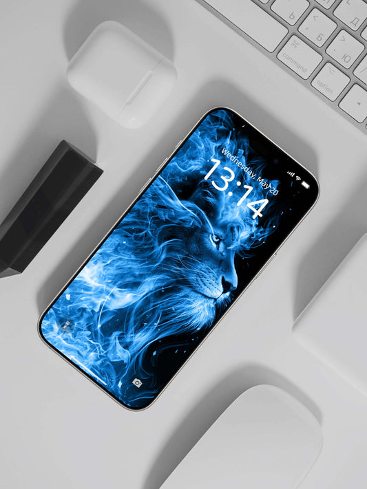 Blue Flame Lion Mane Phone Wallpaper