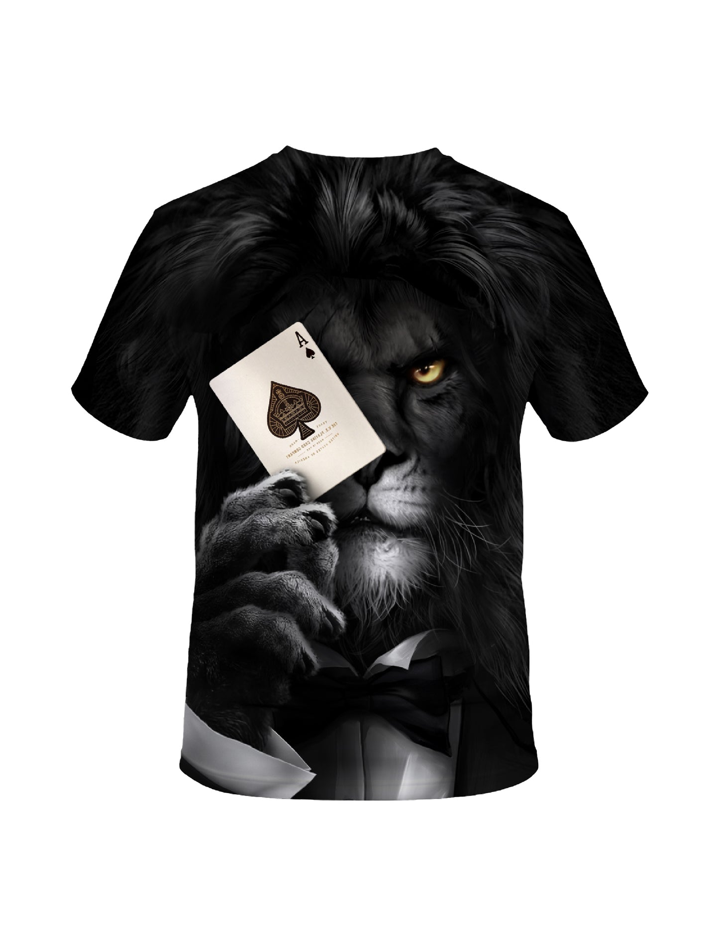 Men Women 3D All Over Print Lion Poker Ace T-Shirt Casual Streetwear