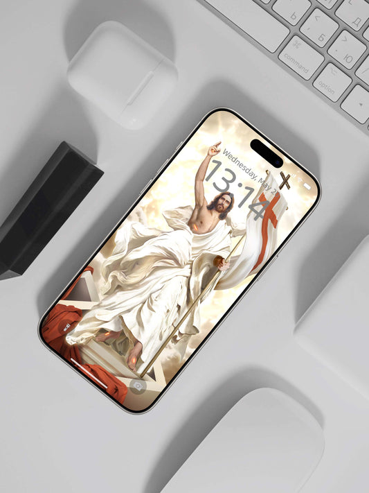 Resurrected Jesus with Flag Phone Wallpaper