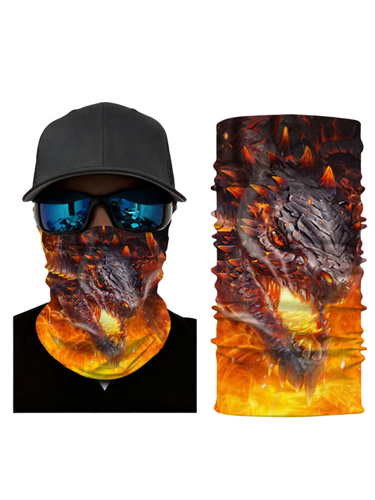 E-Girl E-Boy Style Fire Dragon 3D All Over Print Tube Face Mask for Unisex, Breathable Fabric, Soft Stretchy, UV Protection