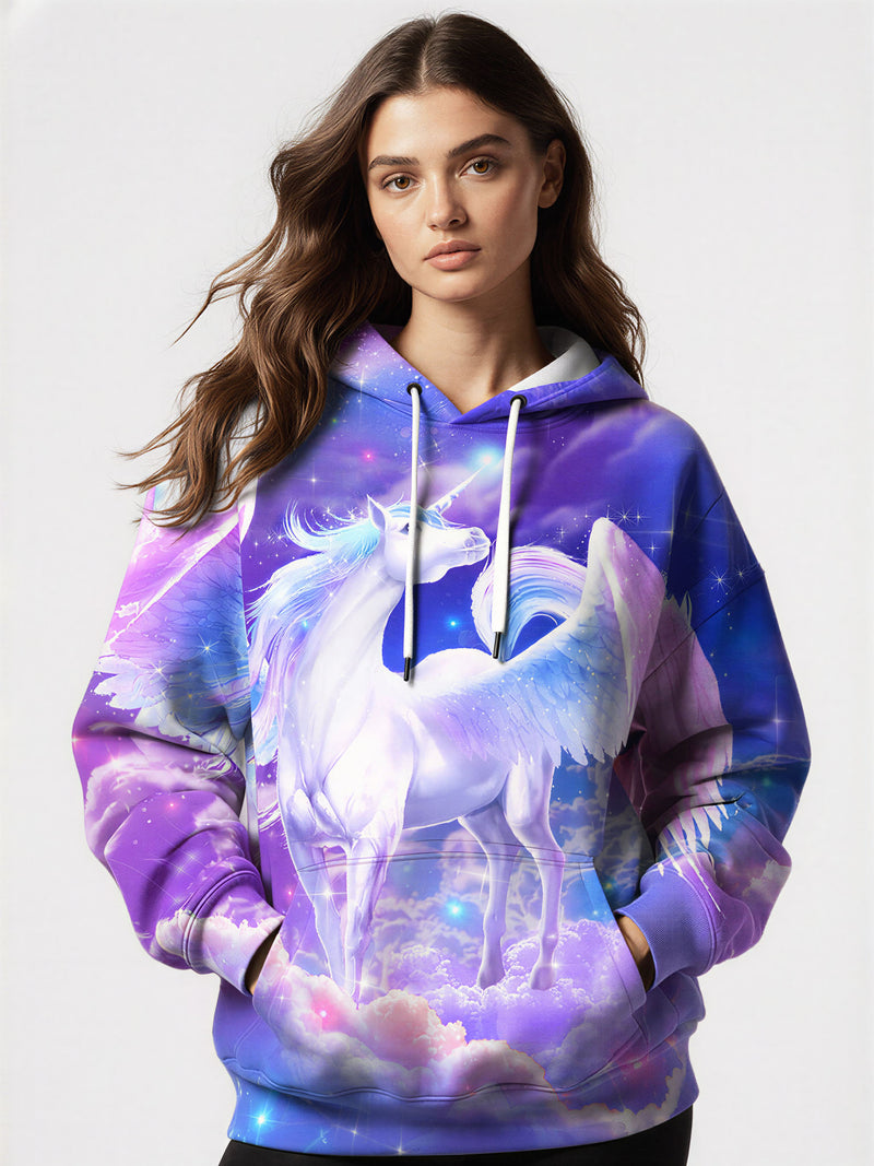 3D All Over Print Unicorn Hoodie for Men Women Galaxy Clouds Fantasy Style