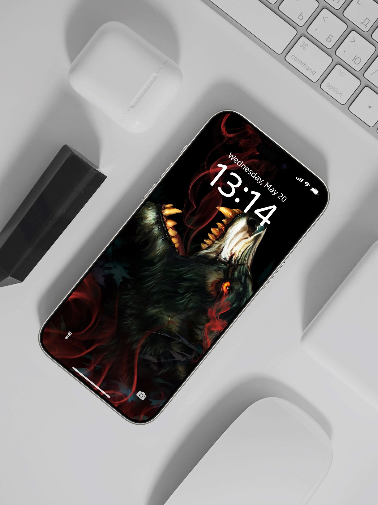 Howling Blood Moon Werewolf Phone Wallpaper