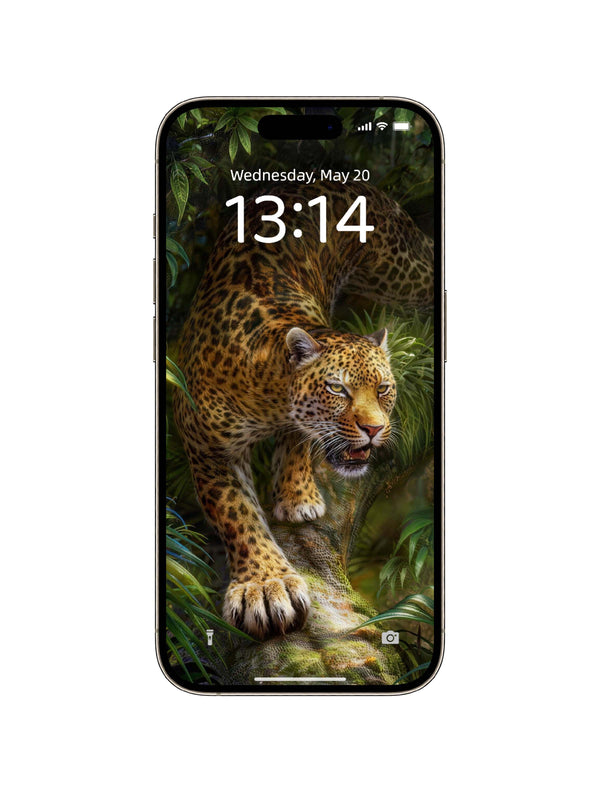 Tree Branch Crawling Leopard Digital Wallpaper