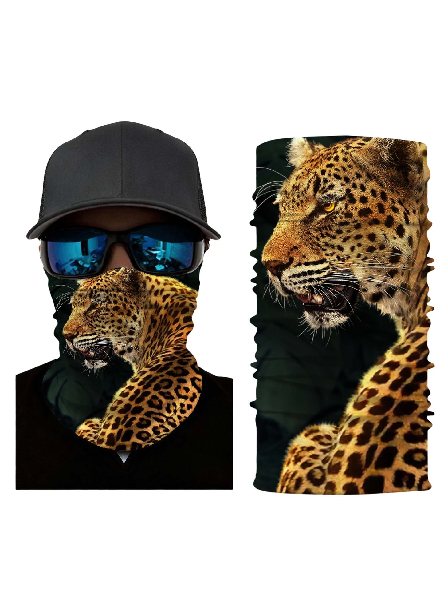 Unisex 3D All Over Print Leopard Profile Neck Gaiter – Nature Aesthetic Breathable Windproof Tube Mask for Daily & Outdoor Wear