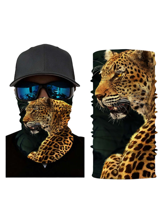 Unisex 3D All Over Print Leopard Profile Neck Gaiter – Nature Aesthetic Breathable Windproof Tube Mask for Daily & Outdoor Wear