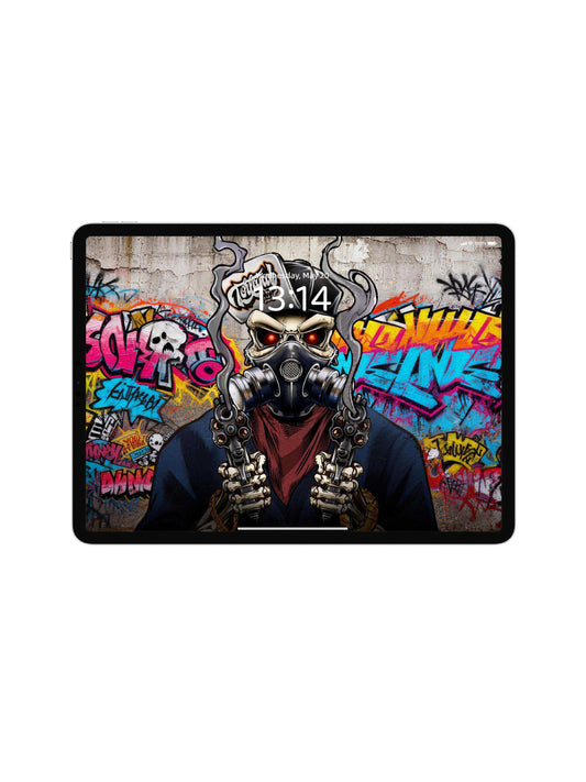 Gas Mask Hip Hop Dual Guns Skull Digital Wallpaper