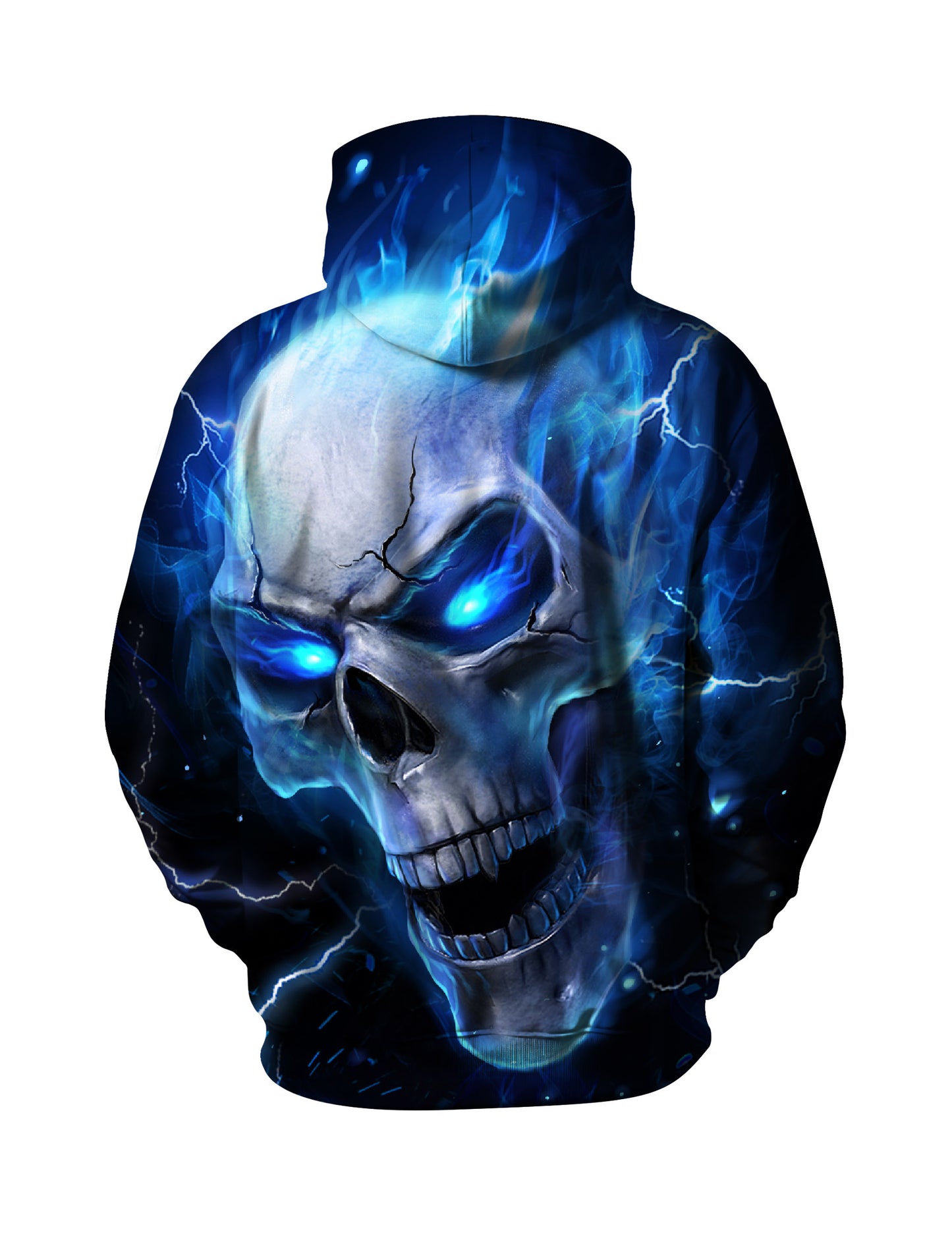 Hoodie 3D All Over Print Electric Skull Glow Streetwear Unisex Cotton Blend