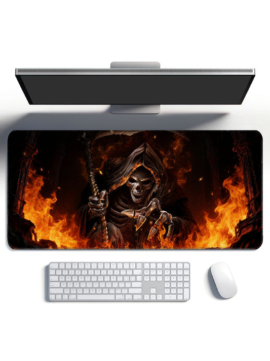 Flame Emerging Grim Reaper Sparkle Finish Large Desk Mat