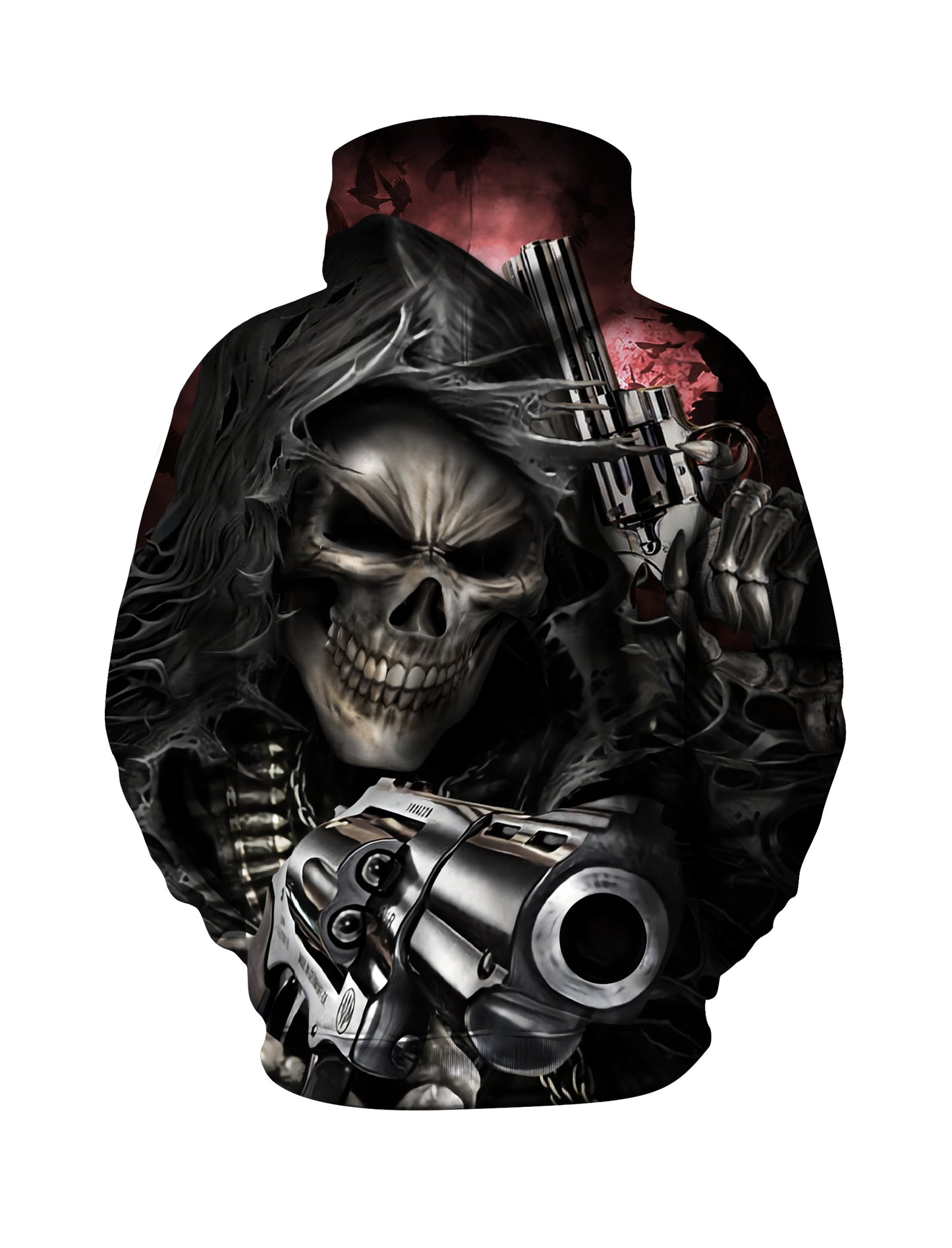 Skull Reaper Tactical Dual Guns All Over Print Streetwear Hoodie