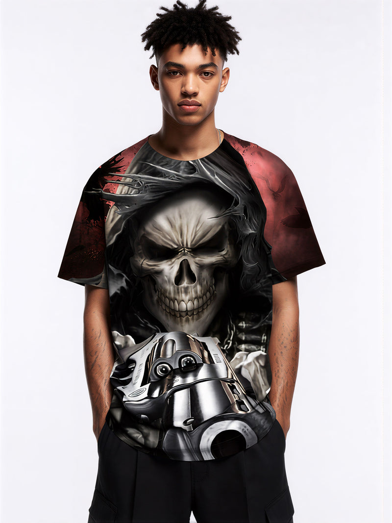 Men Women 3D All Over Print Skull Gun T-Shirt Gothic Streetwear Graphic Sweatshirt