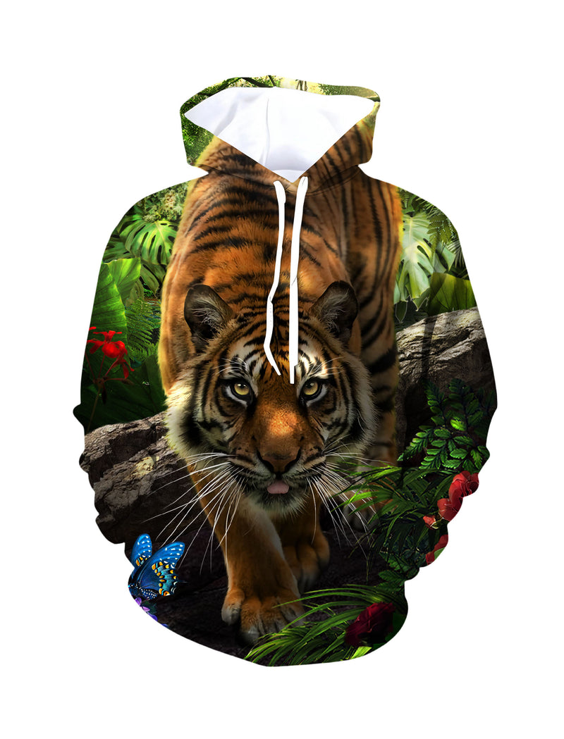 Tiger Jungle 3D All Over Print Hoodie for Men Women, Wild Animal Nature Graphic Sweatshirt