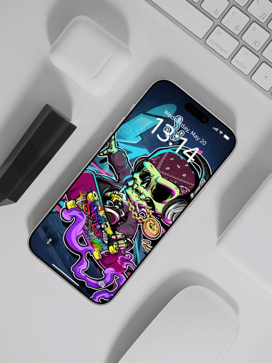 DJ Skate Skull Phone Wallpaper