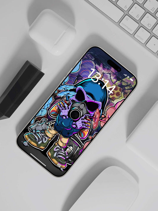Gas Mask Graffiti Skull Phone Wallpaper