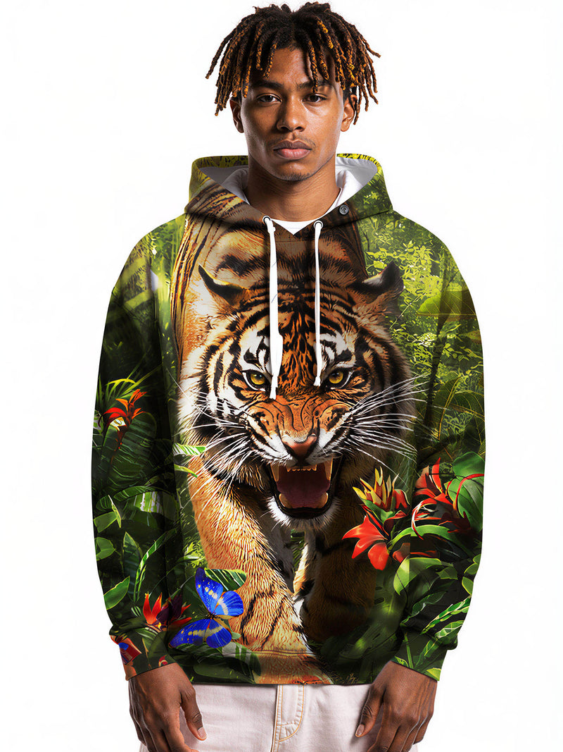 Tiger Jungle 3D All Over Print Hoodie for Men Women, Wild Animal Graphic Pullover Sweatshirt