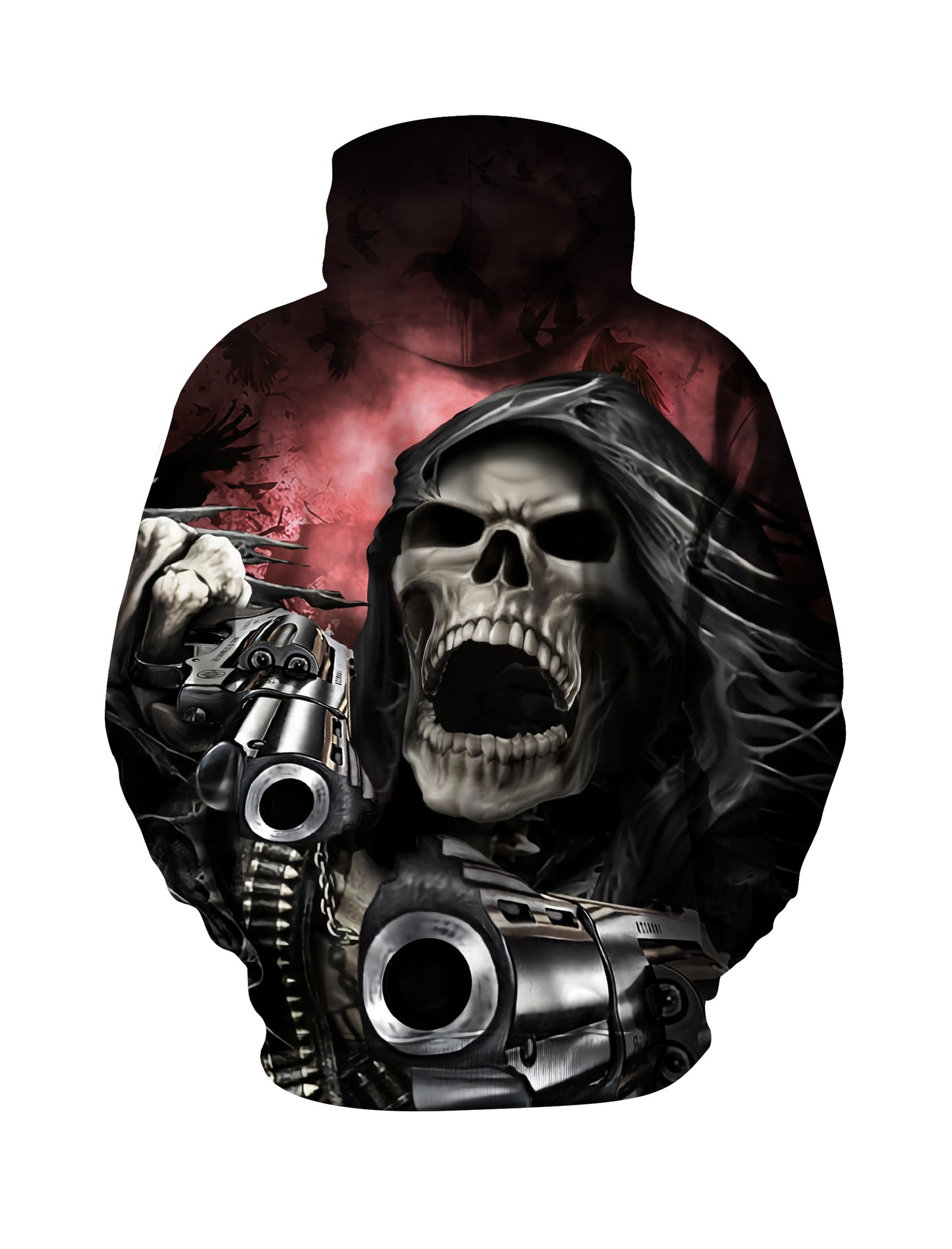 Gothic Skull & Guns Hoodie - Unisex Edgy Pullover