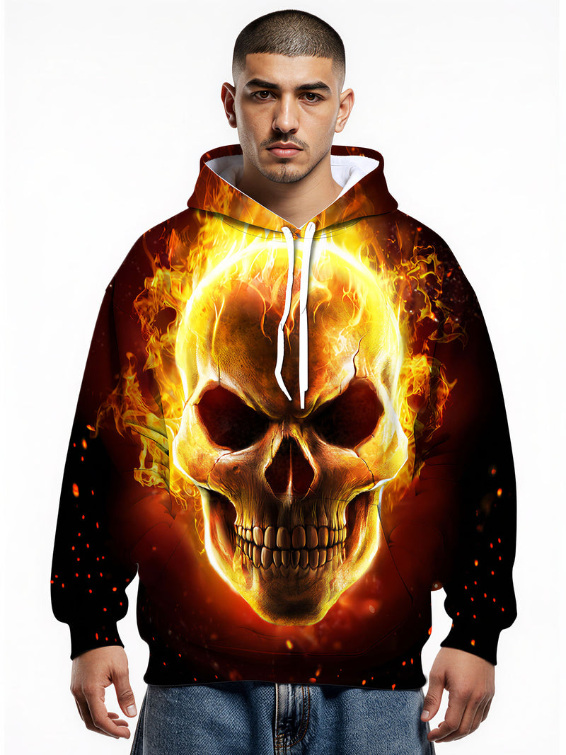 Flaming Skull 3D All Over Print Hoodie for Men Women Punk Streetwear Fashion