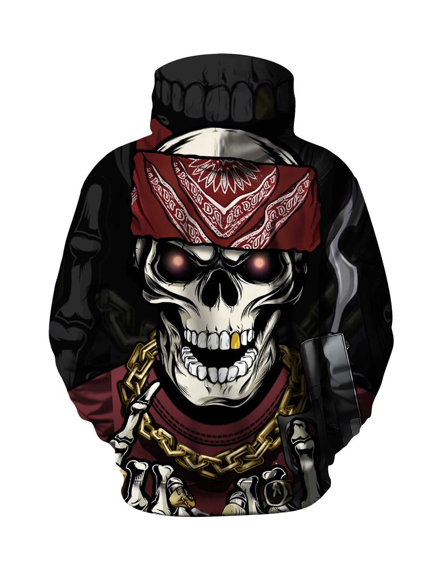 Gangster Skull 3D All Over Print Hoodie Unisex Streetwear Cotton Blend Loose Fit