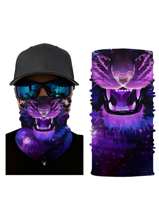 Tube Face Mask with 3D All Over Print Galaxy Nebula Tiger Design, Aesthetic Streetwear Unisex Breathable Fabric for Outdoor Use
