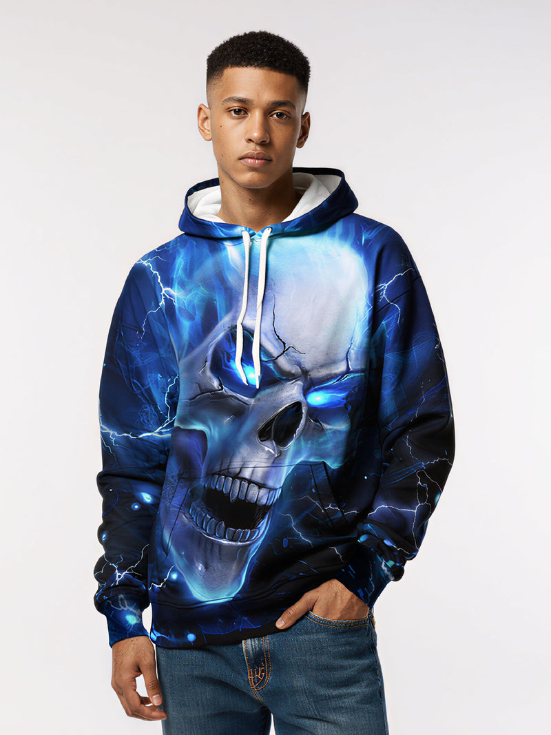 Hoodie 3D All Over Print Electric Skull Glow Streetwear Unisex Cotton Blend