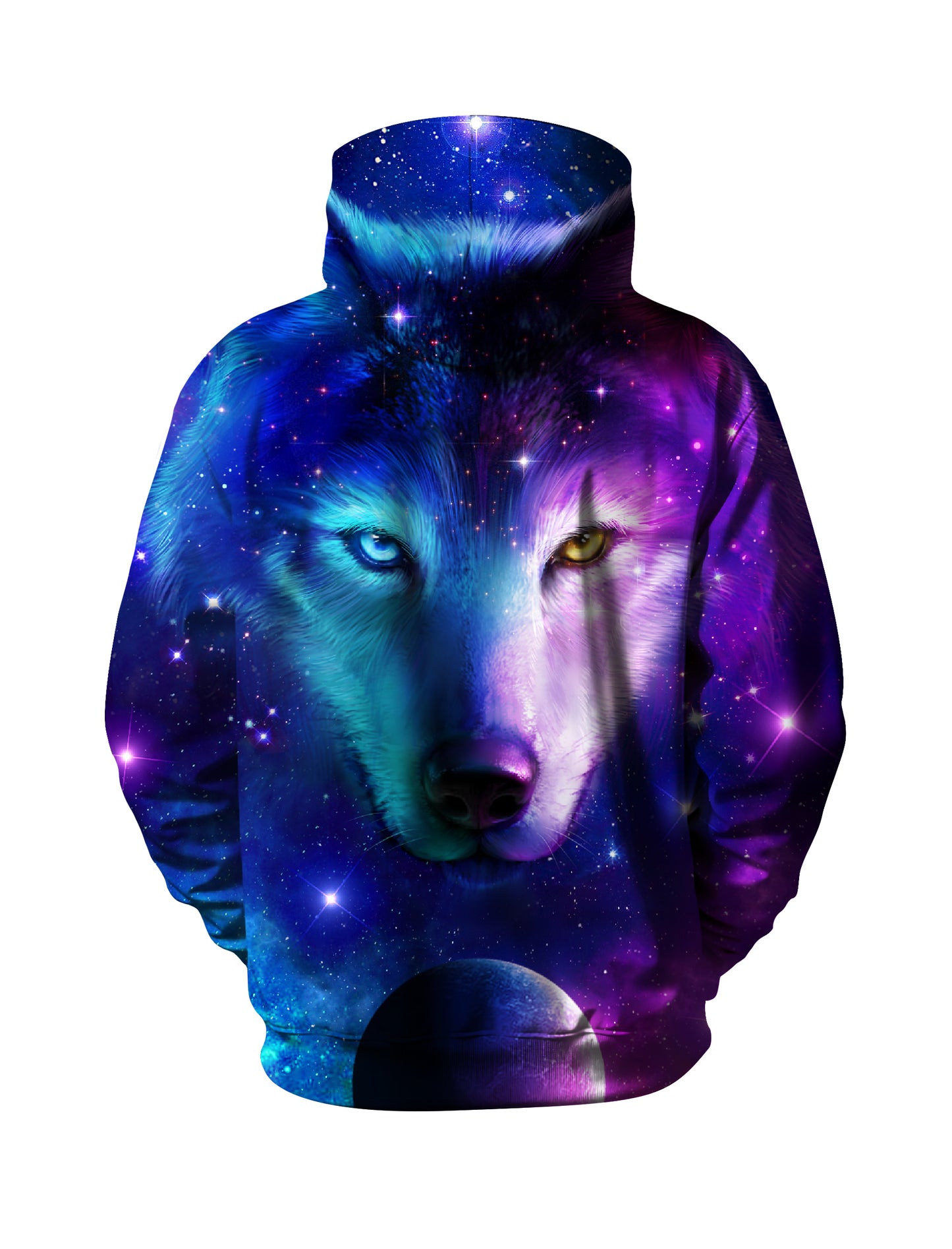 3D All Over Print Wolf Galaxy Hoodie for Men Women, Cosmic Space Graphic Pullover Sweatshirt