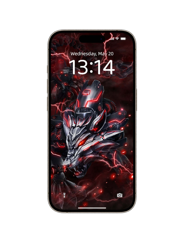 Cybernetic Wolf Mech Background Phone Wallpaper