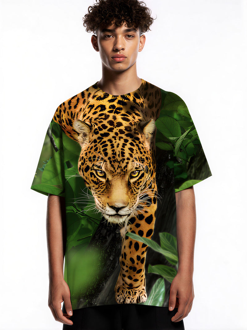 Leopard Jungle 3D All Over Print T-Shirt for Men Women Wild Animal Graphic Pullover Sweatshirt