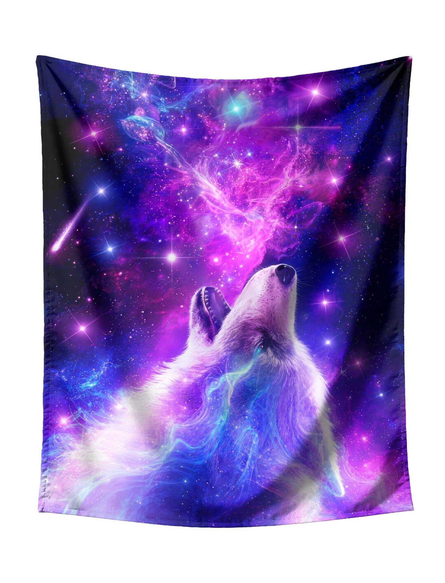 Jesus Descending from the Clouds with Rainbow Halo Religious Tapestry - Spiritual Christian Wall Hanging