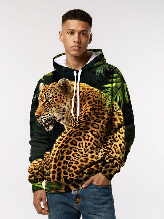 Leopard 3D All Over Print Hoodie Unisex Jungle Animal Style Soft Cotton Blend
