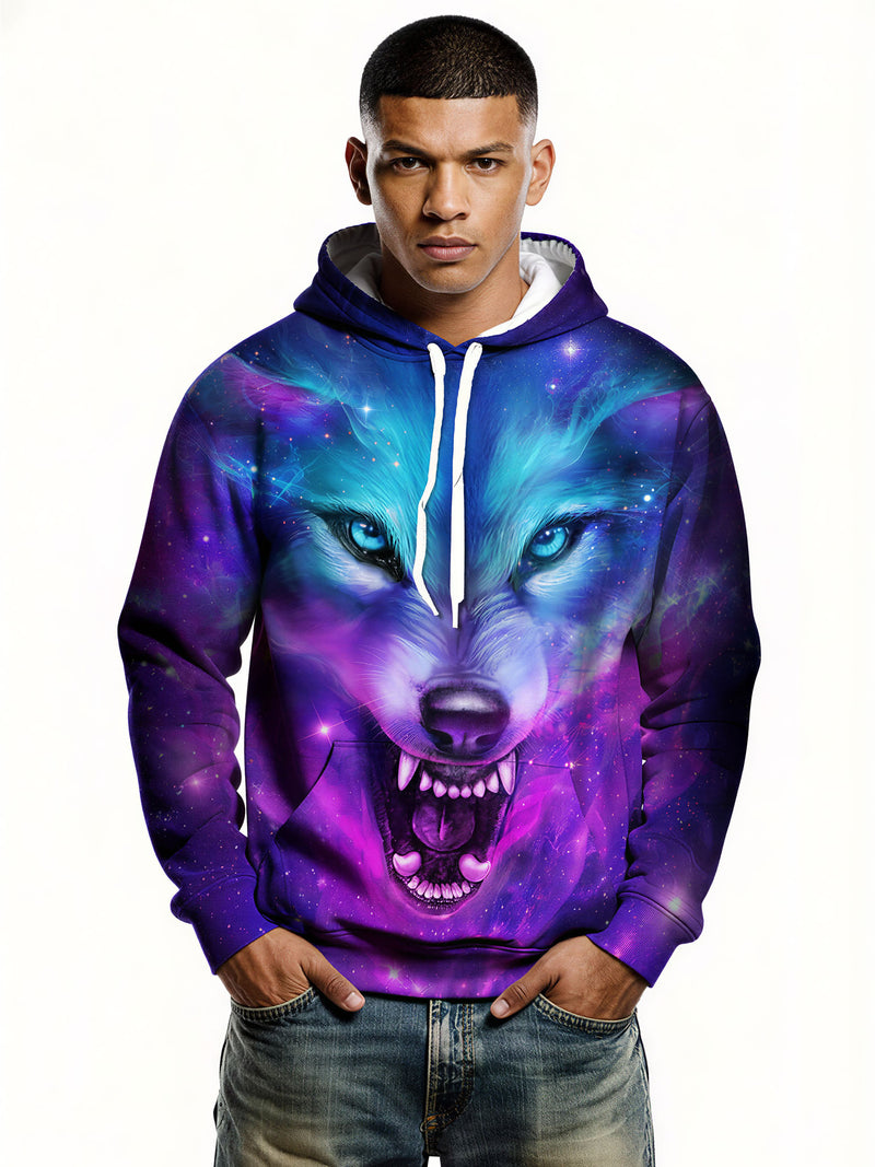 3D All Over Print Wolf Galaxy Cosmic Space Hoodie for Men Women