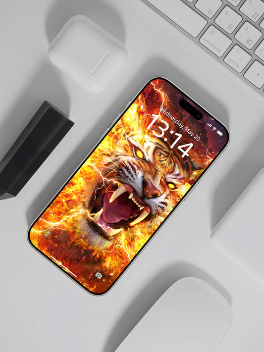 Lightning Tiger Roar Phone Wallpaper