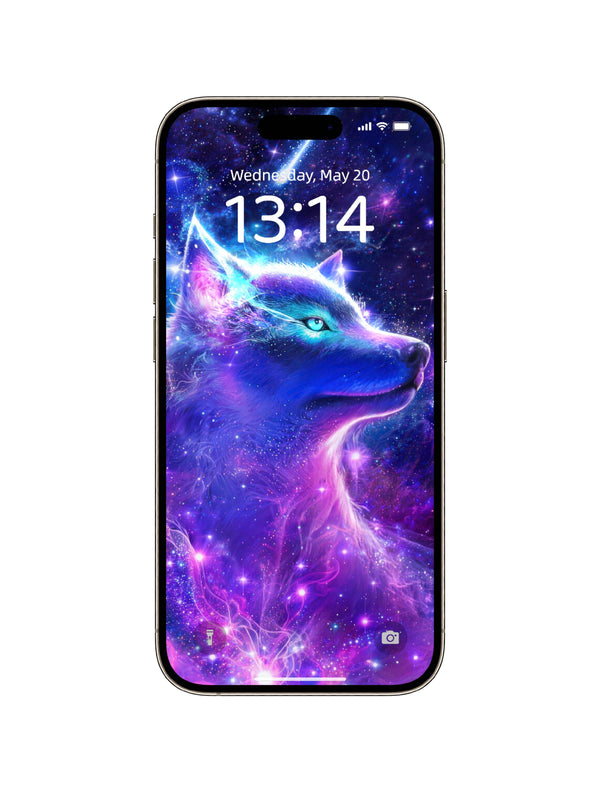 Side Profile Blue Purple Nebula Wolf Digital Wallpaper