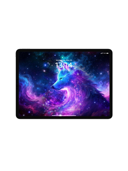 Side Profile Blue Purple Galaxy Wolf Digital Wallpaper