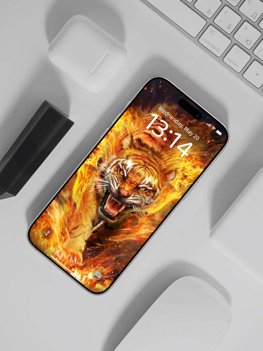 Inferno Tiger Charge Phone Wallpaper
