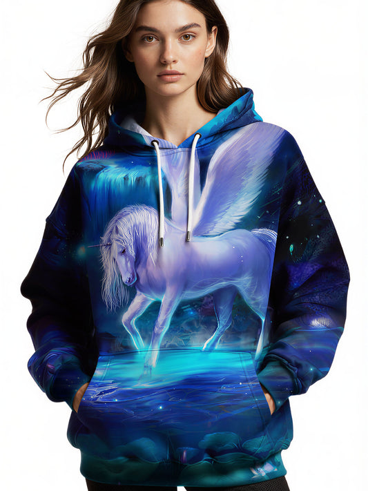 3D All Over Print Unicorn Hoodie for Men Women Fantasy Winged Horse Hooded Sweatshirt