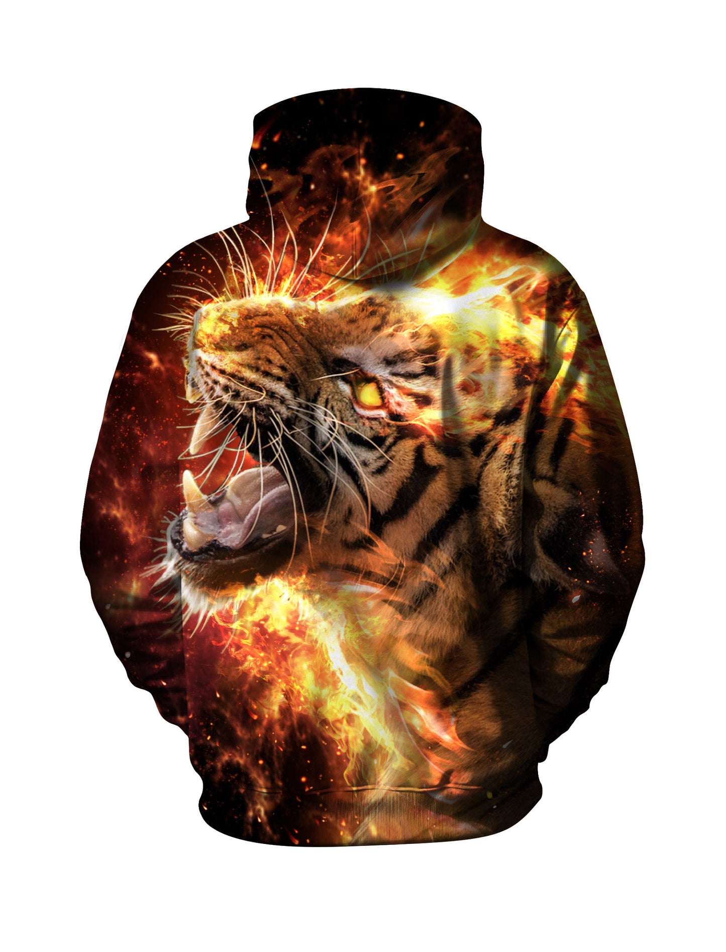 Flaming Tiger 3D All Over Print Hoodie Unisex Streetwear Cotton Blend Soft Fit