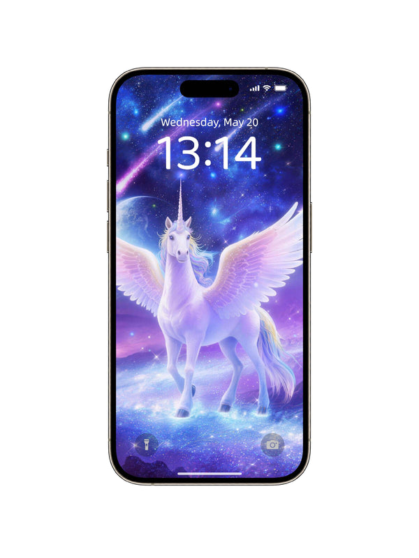 Dreamy Galaxy Winged Unicorn Digital Wallpaper