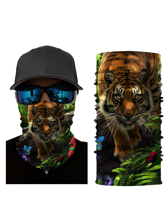 Jungle Tiger & Butterfly 3D Print Neck Gaiter – Unisex Nature Aesthetic Face Mask