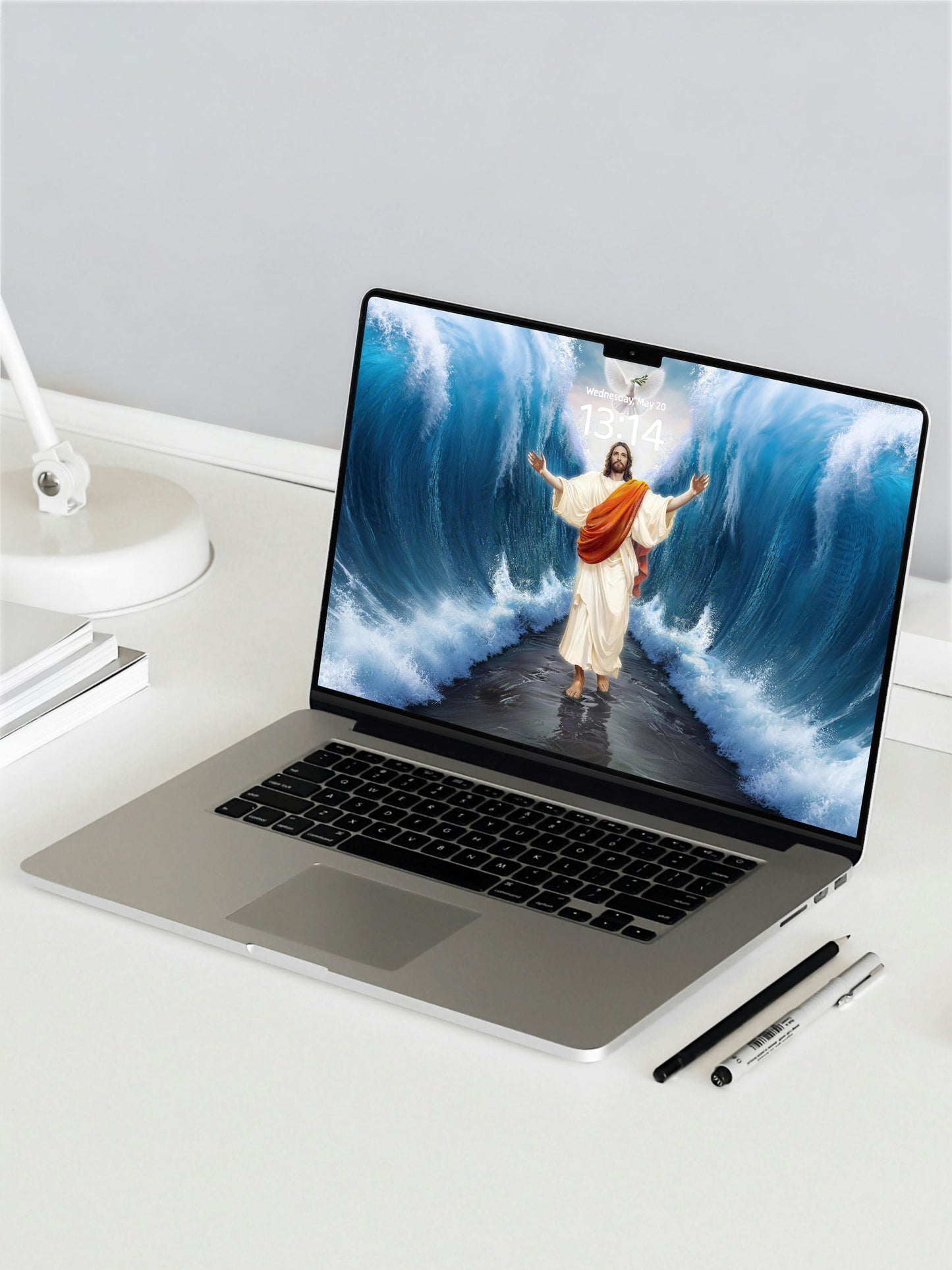 Jesus Walking On Water With Dove Digital Wallpaper