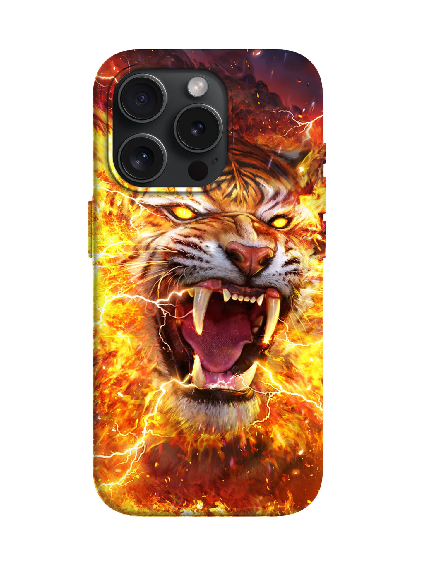 Flame Tiger Lightning Edgy Hardcore Tough Phone Case