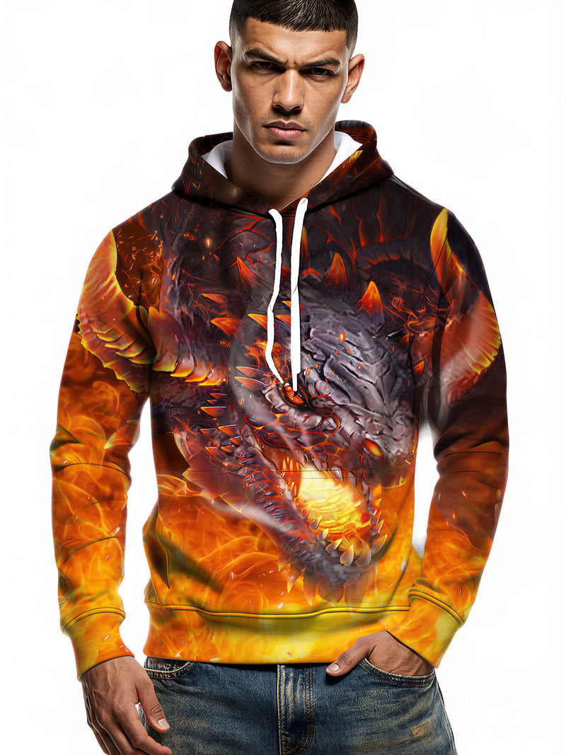 Unisex 3D All Over Print Dragon Fire Hoodie Sweatshirt Fantasy Graphic Pullover