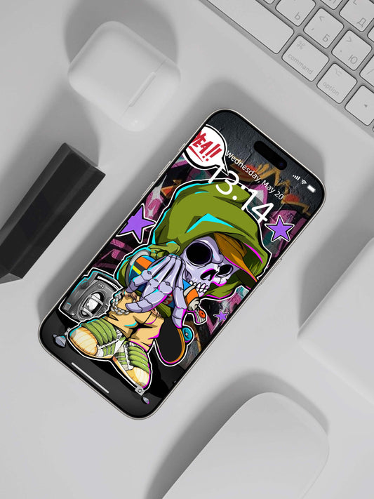 Graffiti Artist Skull Phone Wallpaper
