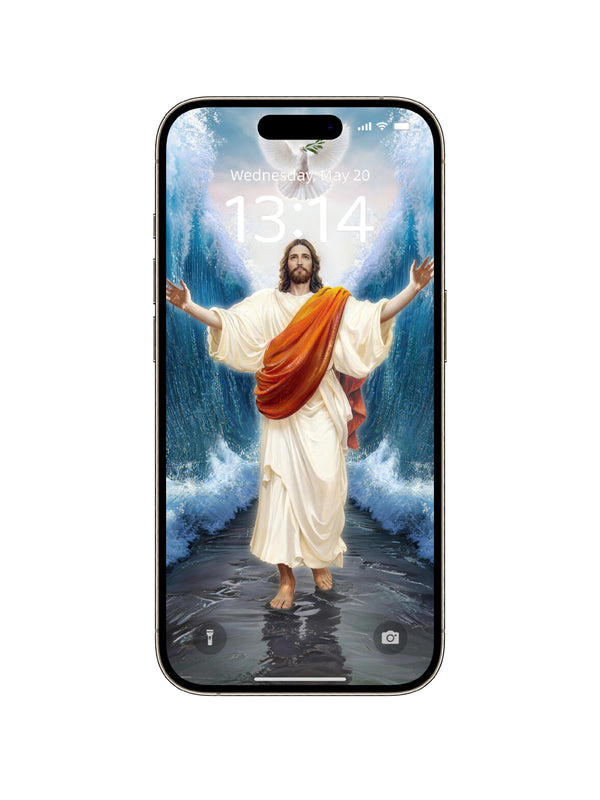 Jesus Walking On Water With Dove Digital Wallpaper