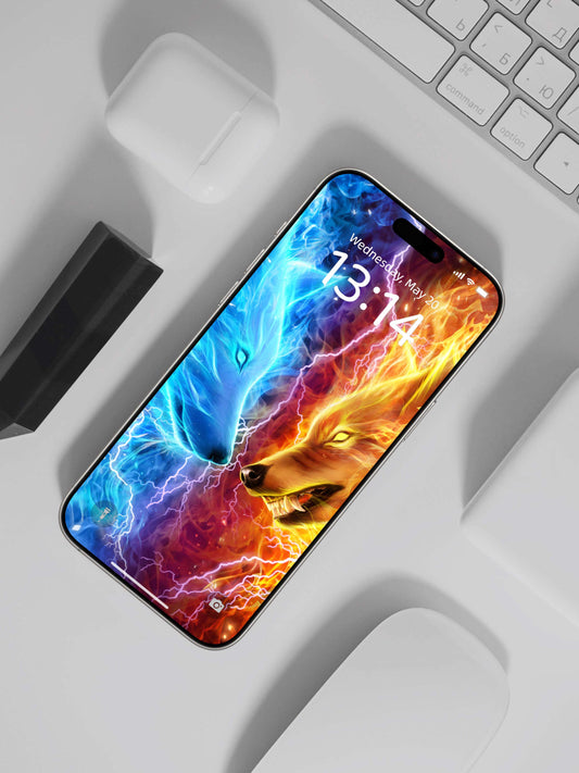 Cosmic Wolf Howl Phone Wallpaper